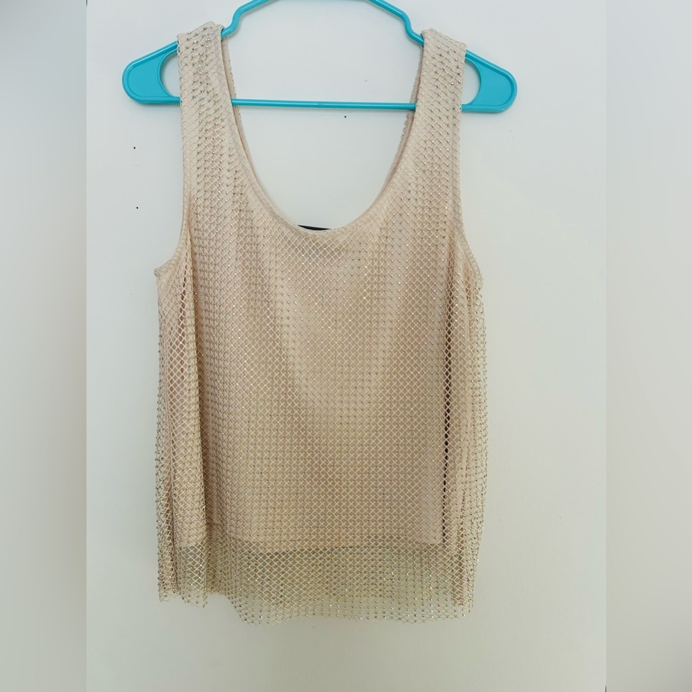 Anthropologie’s Sunday in Brooklyn Beige Mesh Tank Top